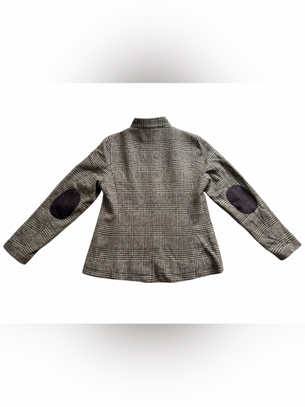 L.L. Bean Womens Wool Blend Plaid Tweed Blazer Jacket Small Brown Elbow Patch - Picture 5 of 9